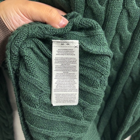 Polo Ralph Lauren Cable Knit Quarter-Zip Sweater Men’s Med $148 Hunter Green NWT - Picture 6 of 6
